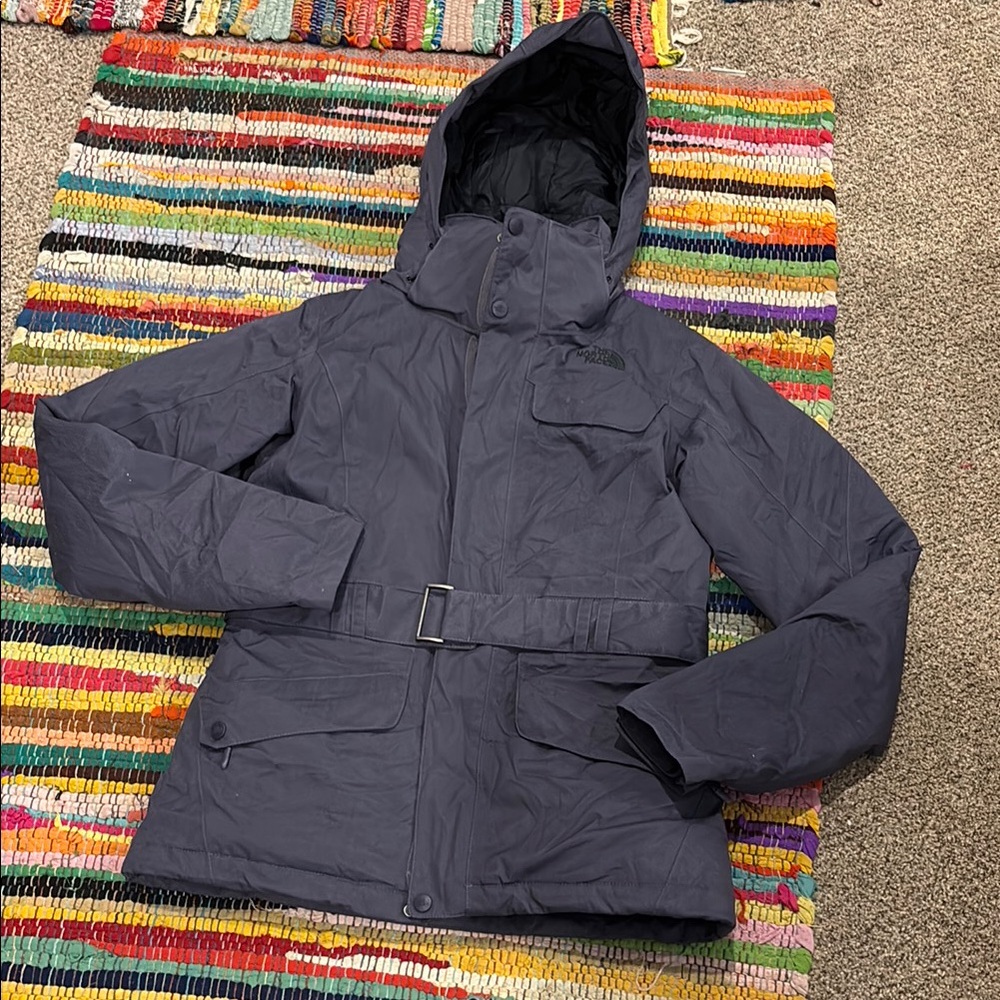 NICE The North Face Down Filled Gray Hooded Ski Snowboard Jacket XS